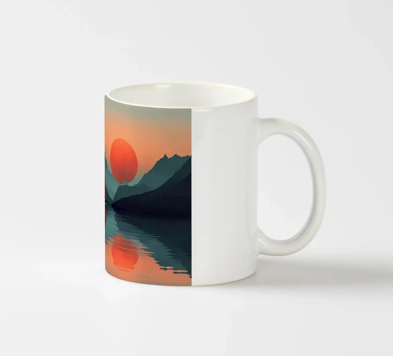 Mountain lake landscape ceramic mug by Bartosz Powalka