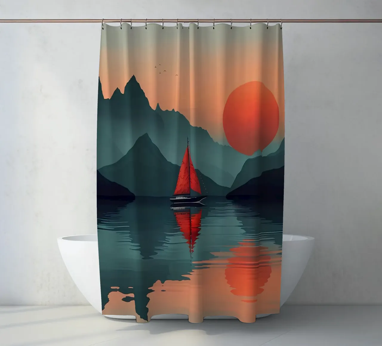 Bergsee-Landschaft Duschvorhang von Bartosz Powalka