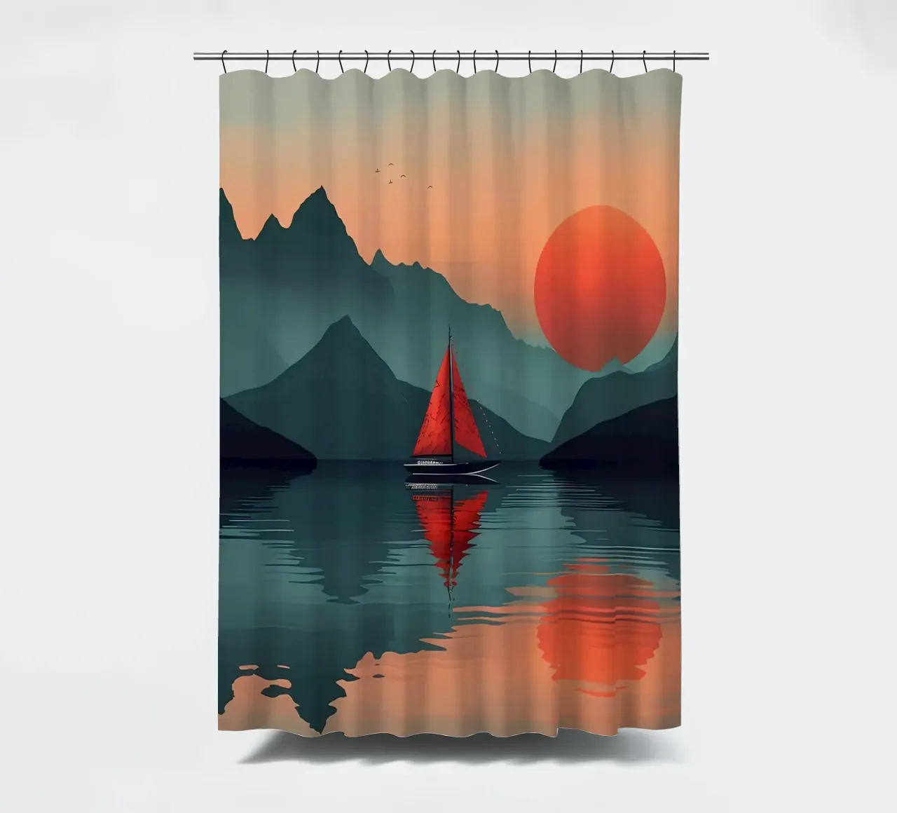 Bergsee-Landschaft Duschvorhang von Bartosz Powalka