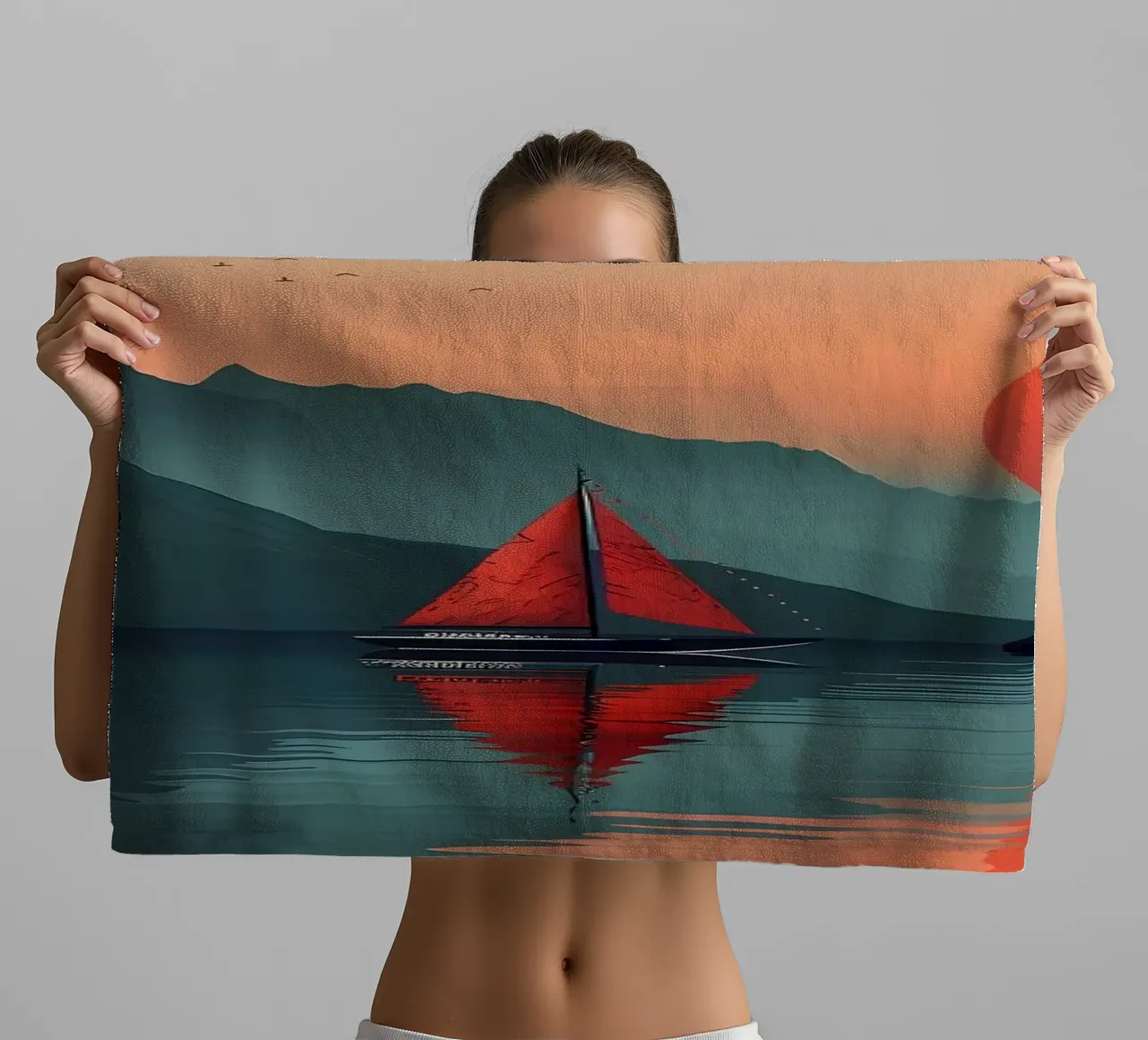 Mountain lake landscape towel by Bartosz Powalka