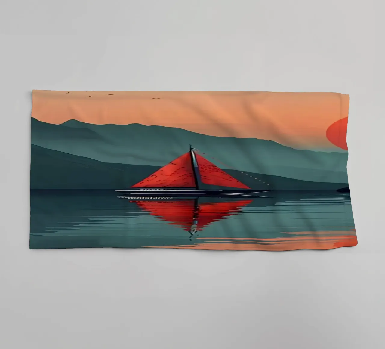 Mountain lake landscape towel by Bartosz Powalka