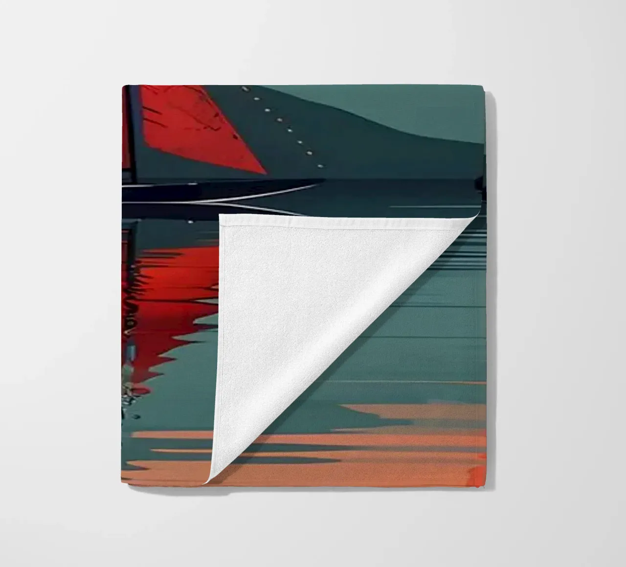 Mountain lake landscape beach towel by Bartosz Powalka