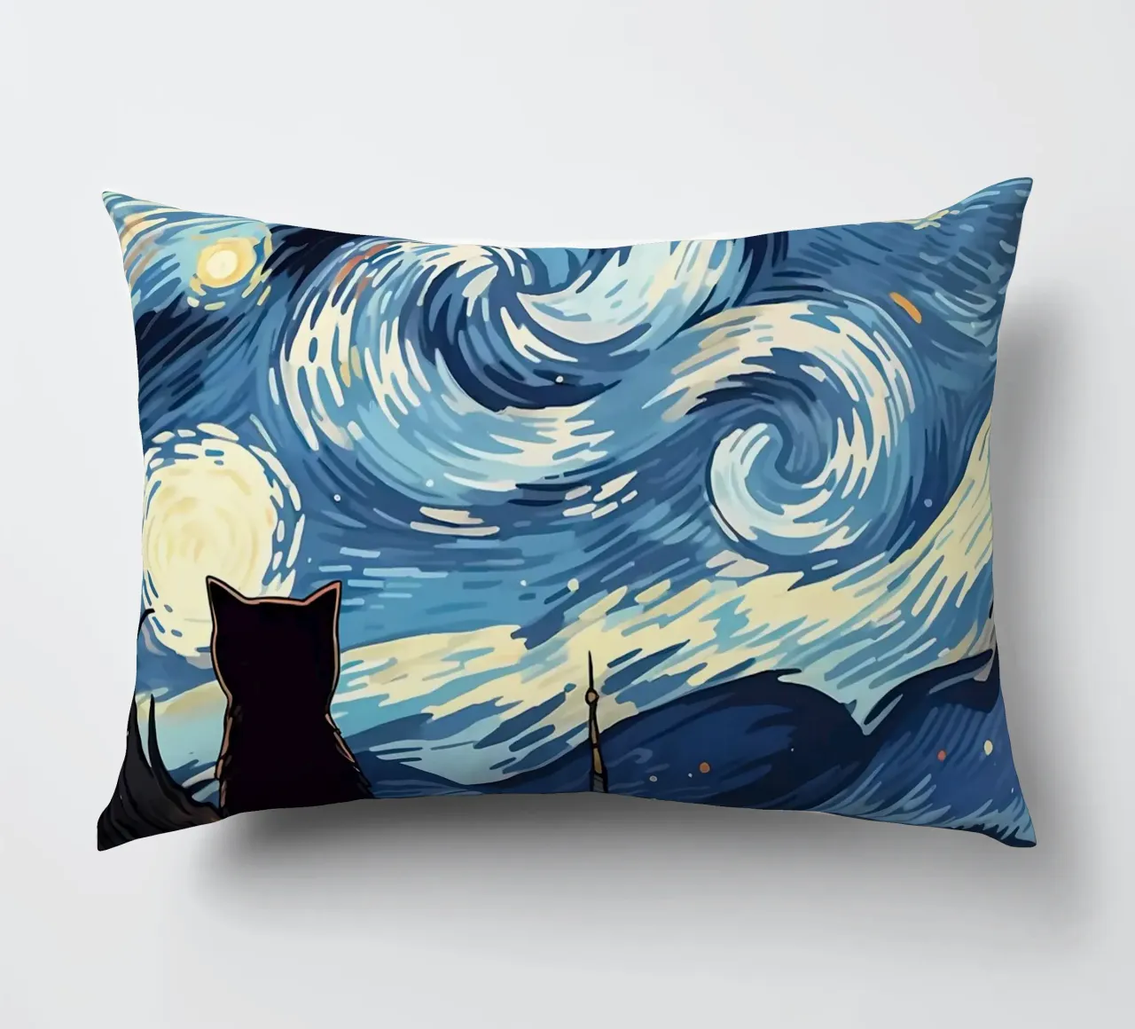 Gatto Notte stellata Van Gogh cuscino da Adrian Patel