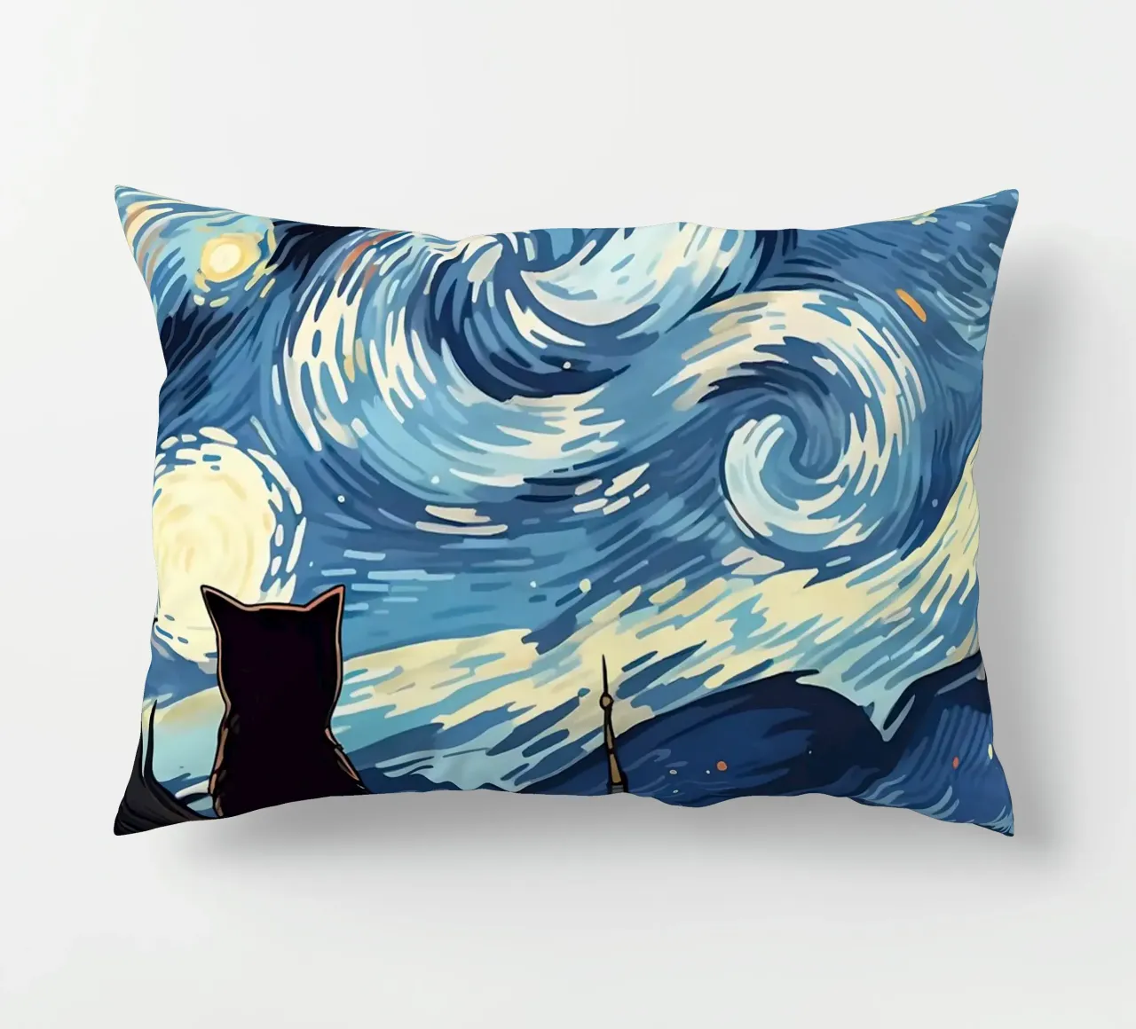 Gatto Notte stellata Van Gogh cuscino da Adrian Patel