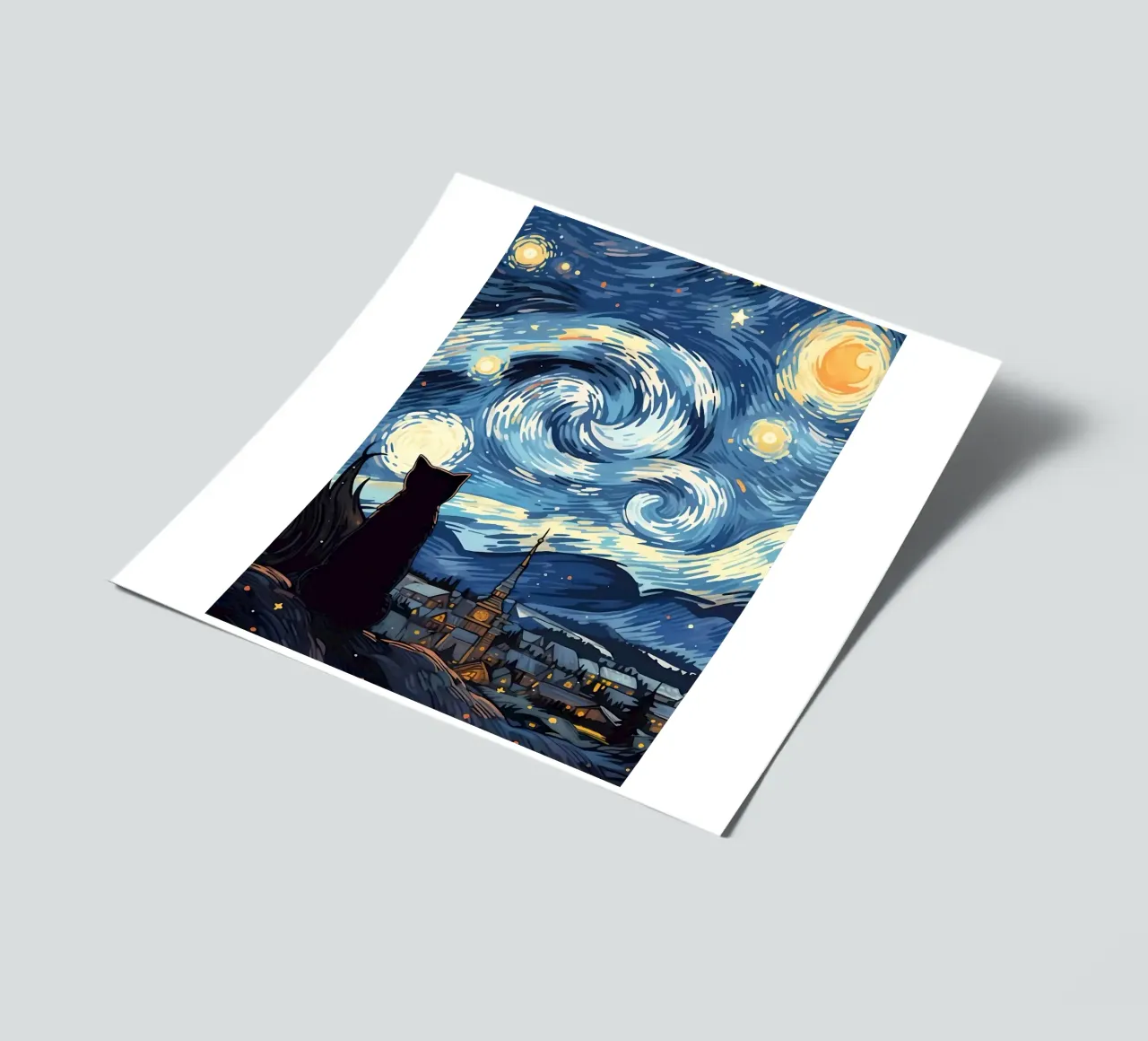 Cat Starry Night Van Gogh sticker sheet by Adrian Patel