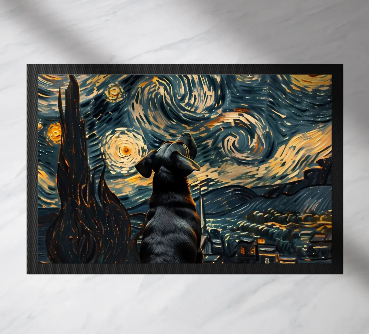 Cane nella notte stellata zerbino da Adrian Patel