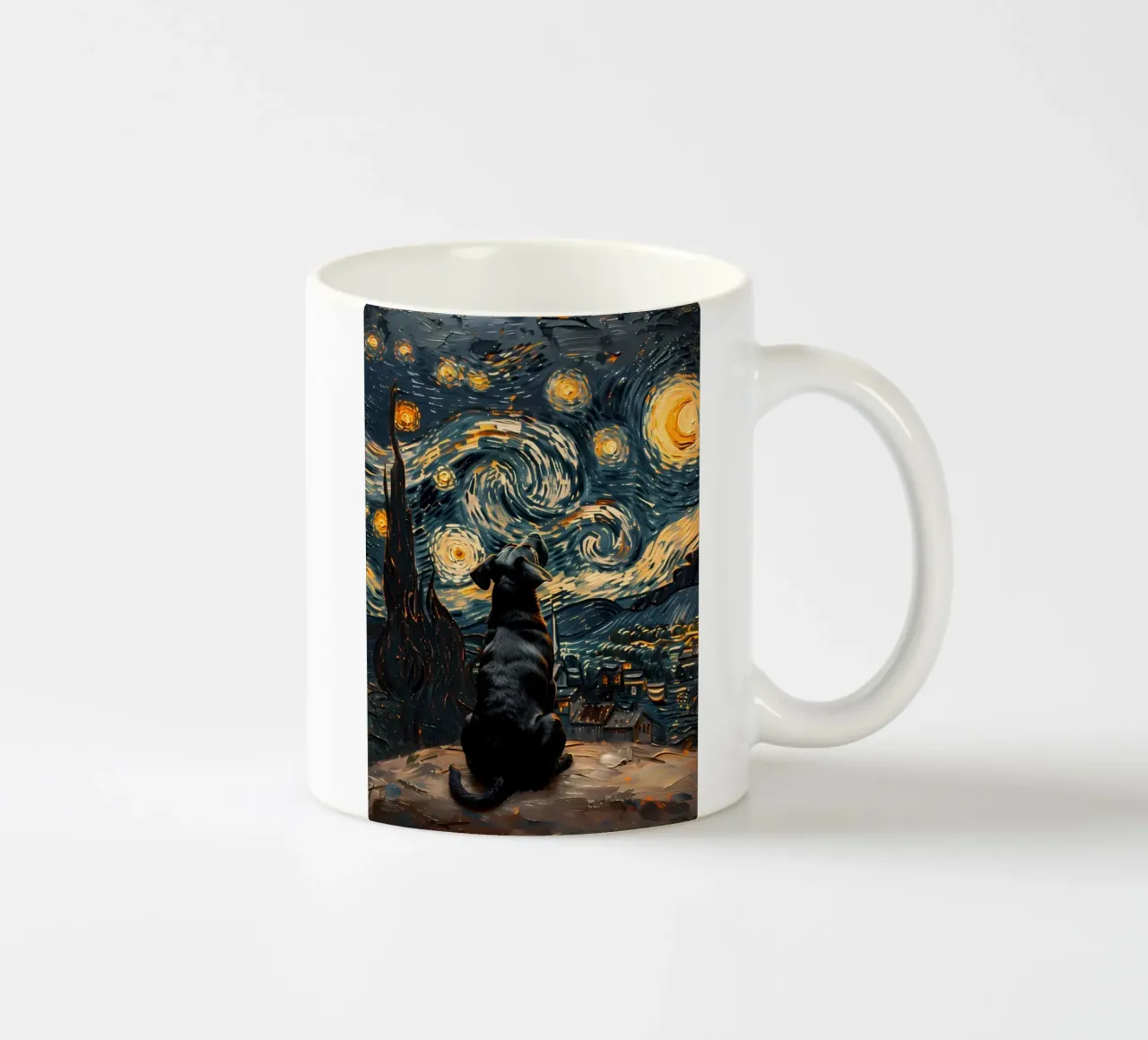 Cane nella notte stellata tazza in ceramica da Adrian Patel