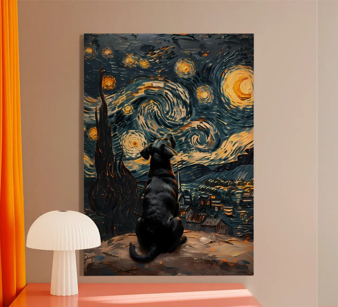 Dog In Starry Night acrylic glass by Adrian Patel