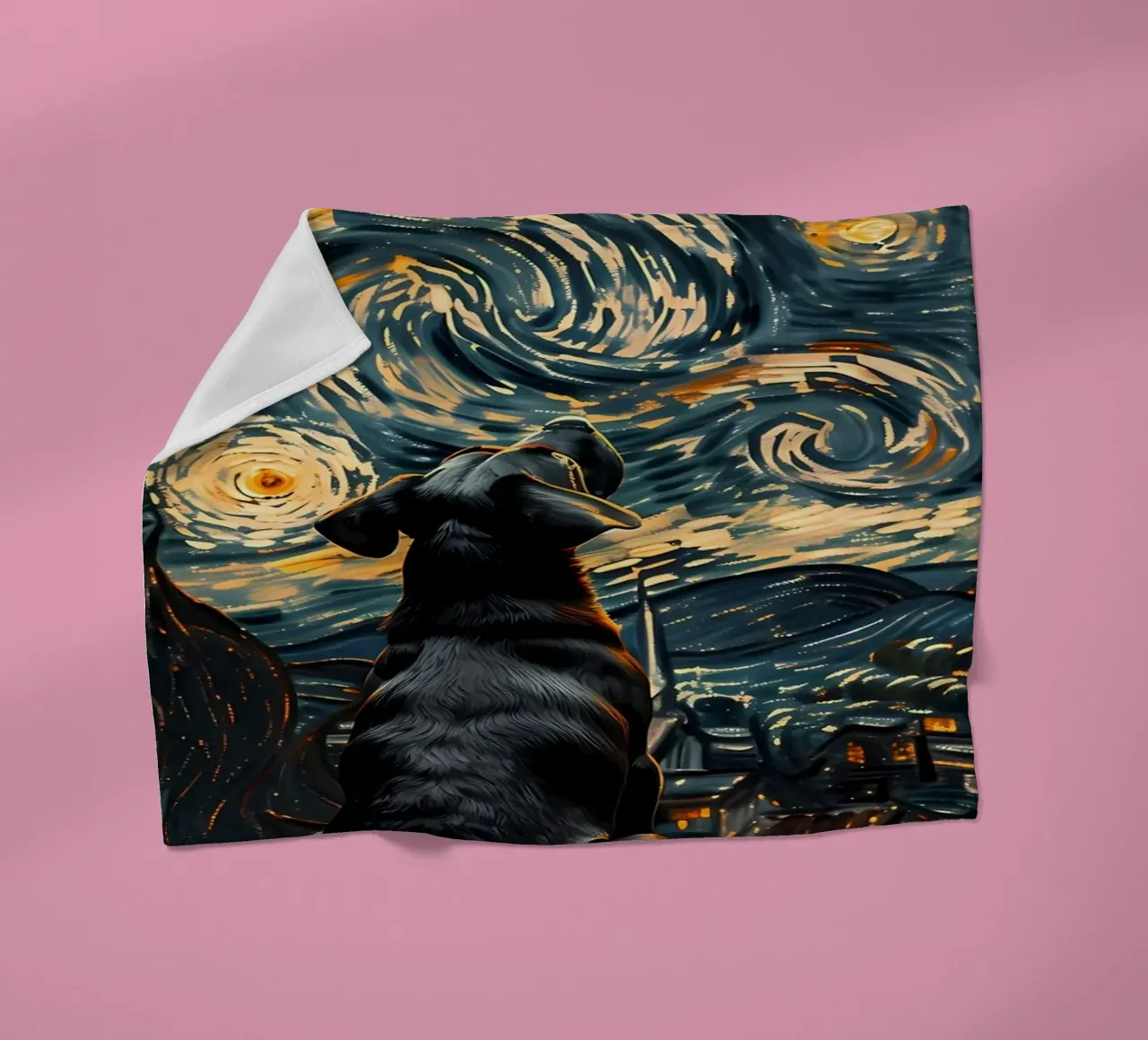 Cane nella notte stellata coperta in pile da Adrian Patel