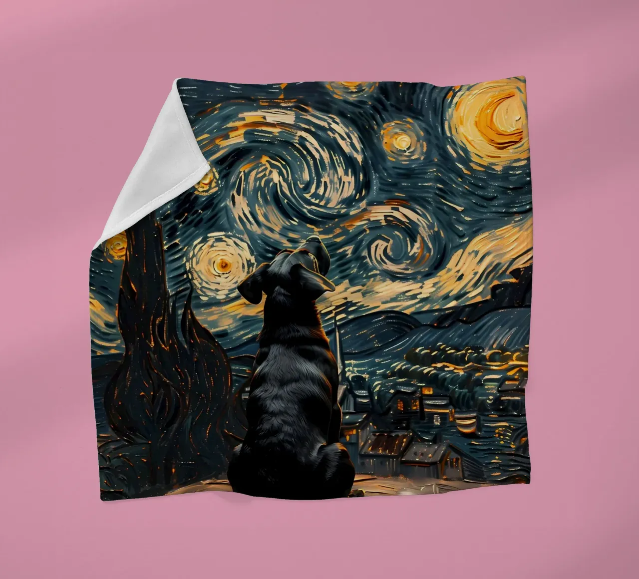 Cane nella notte stellata coperta in pile da Adrian Patel