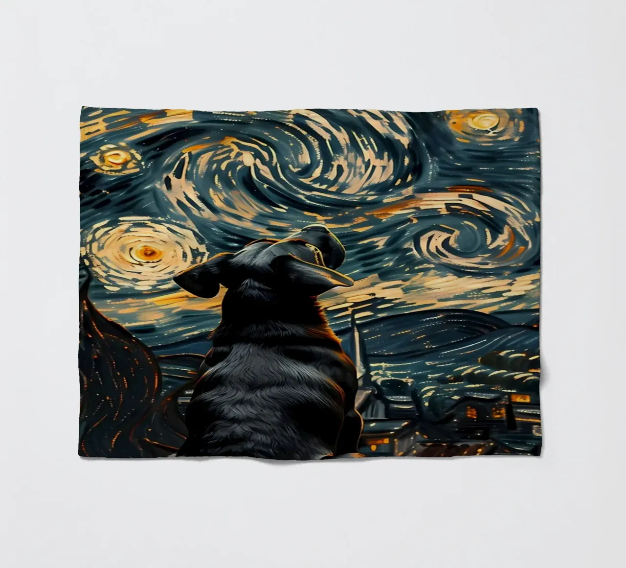 Cane nella notte stellata coperta in pile da Adrian Patel