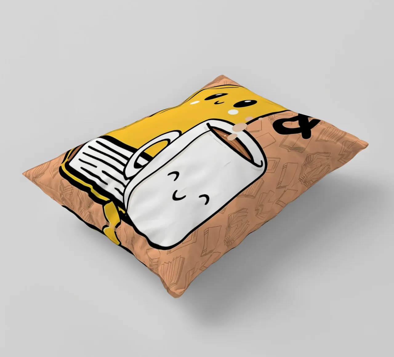 Books & Tea Illustration decorative cushion by Aiden Garcia