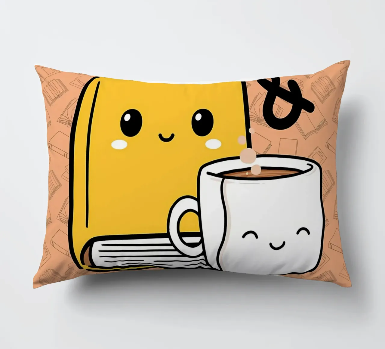 Books & Tea Illustration decorative cushion by Aiden Garcia