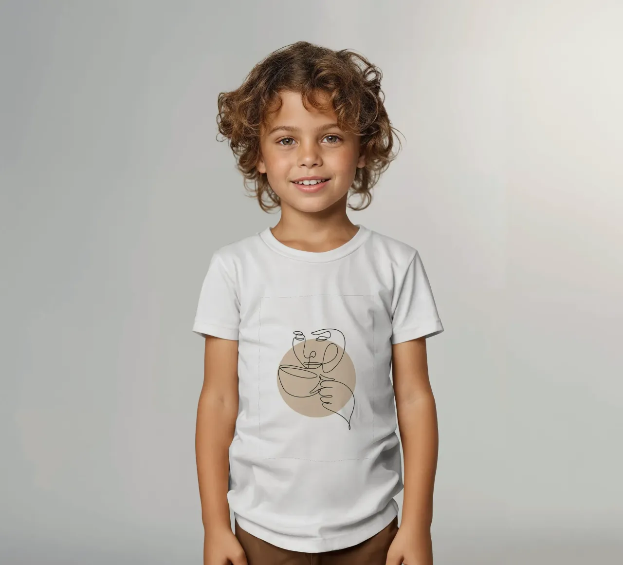 Coffee line art kids t-shirt by Aiden Garcia