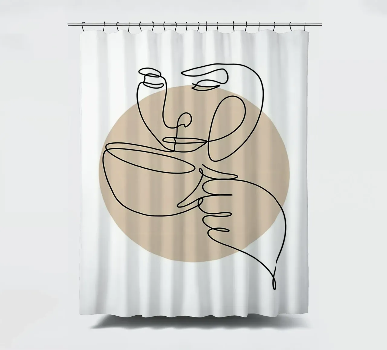 Kaffee-Linienkunst Duschvorhang von Aiden Garcia