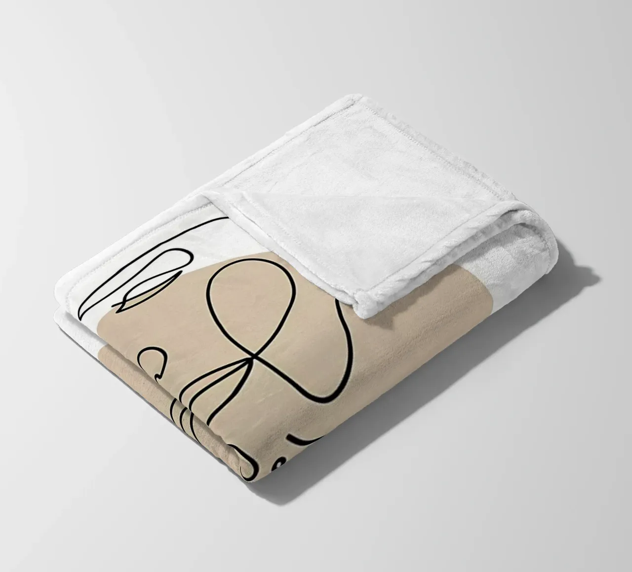 Coffee line art fleece blanket by Aiden Garcia