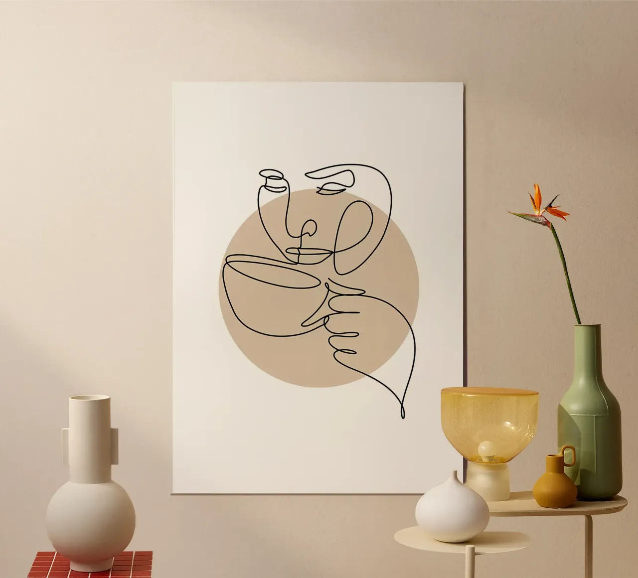 Coffee line art alu-dibond by Aiden Garcia