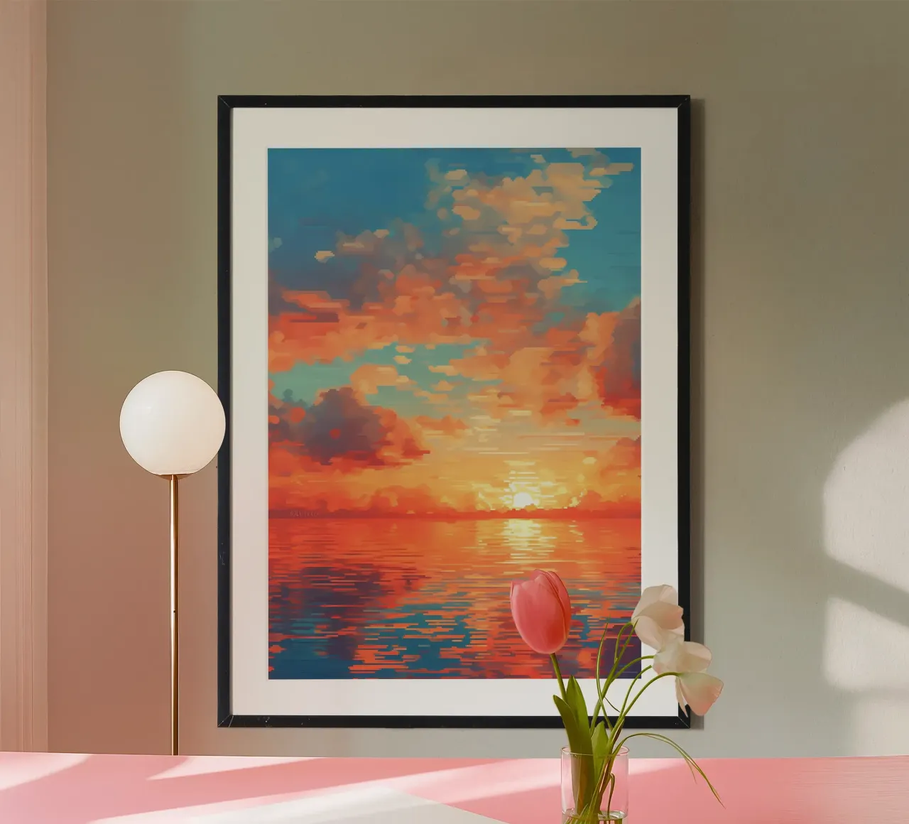 Abendwolke Pixel Art Poster von Bartosz Powalka