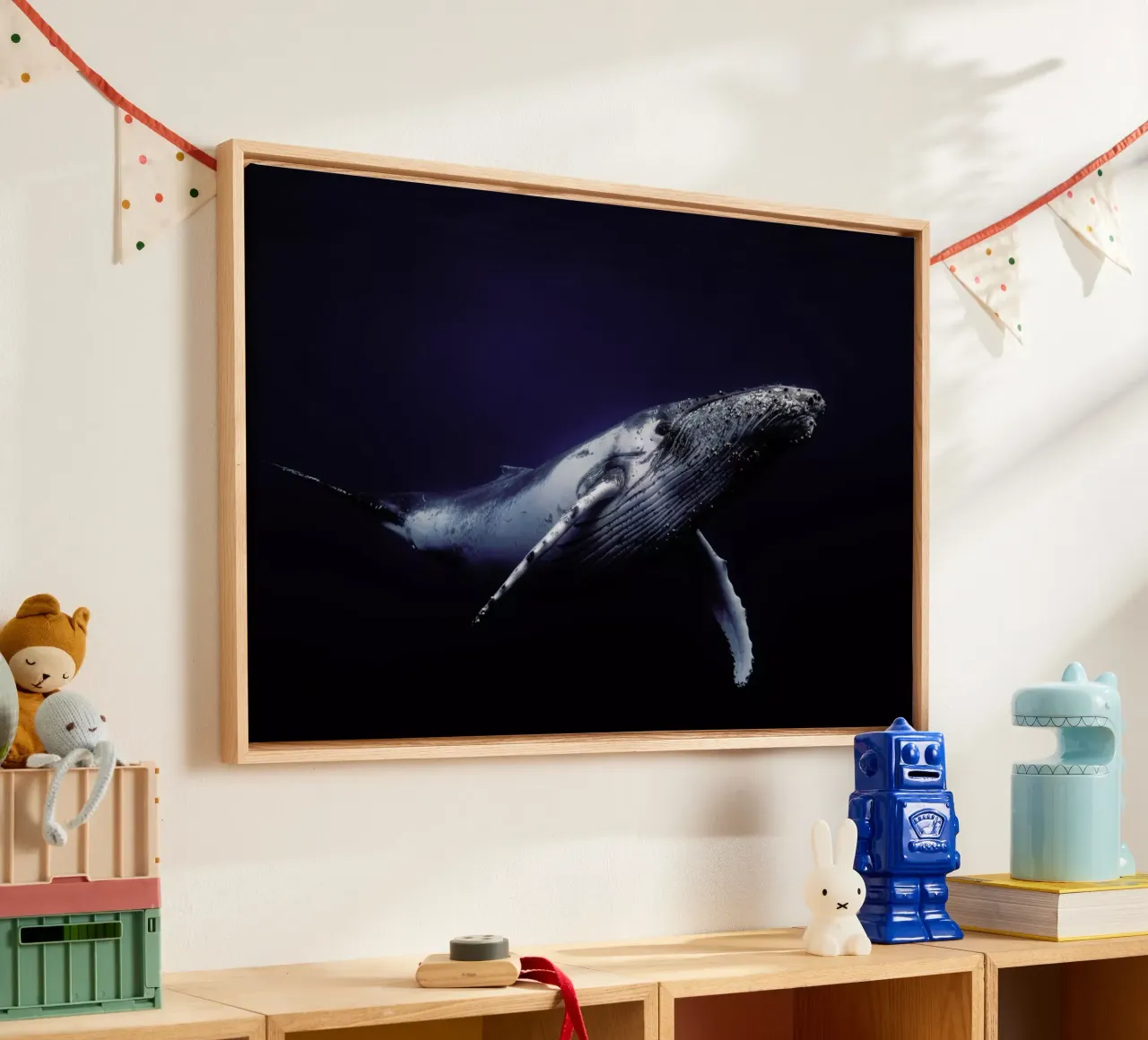 Humpback Whale in Blue - Barathieu Gabriel tela con Cornice a cassetta da Pictufy
