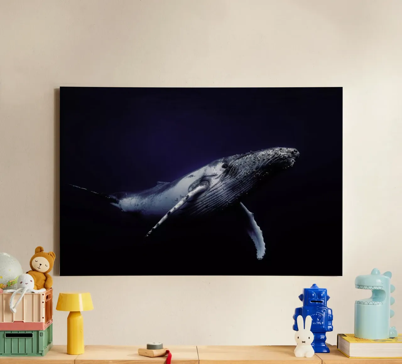 Humpback Whale in Blue - Barathieu Gabriel tela con Cornice a cassetta da Pictufy