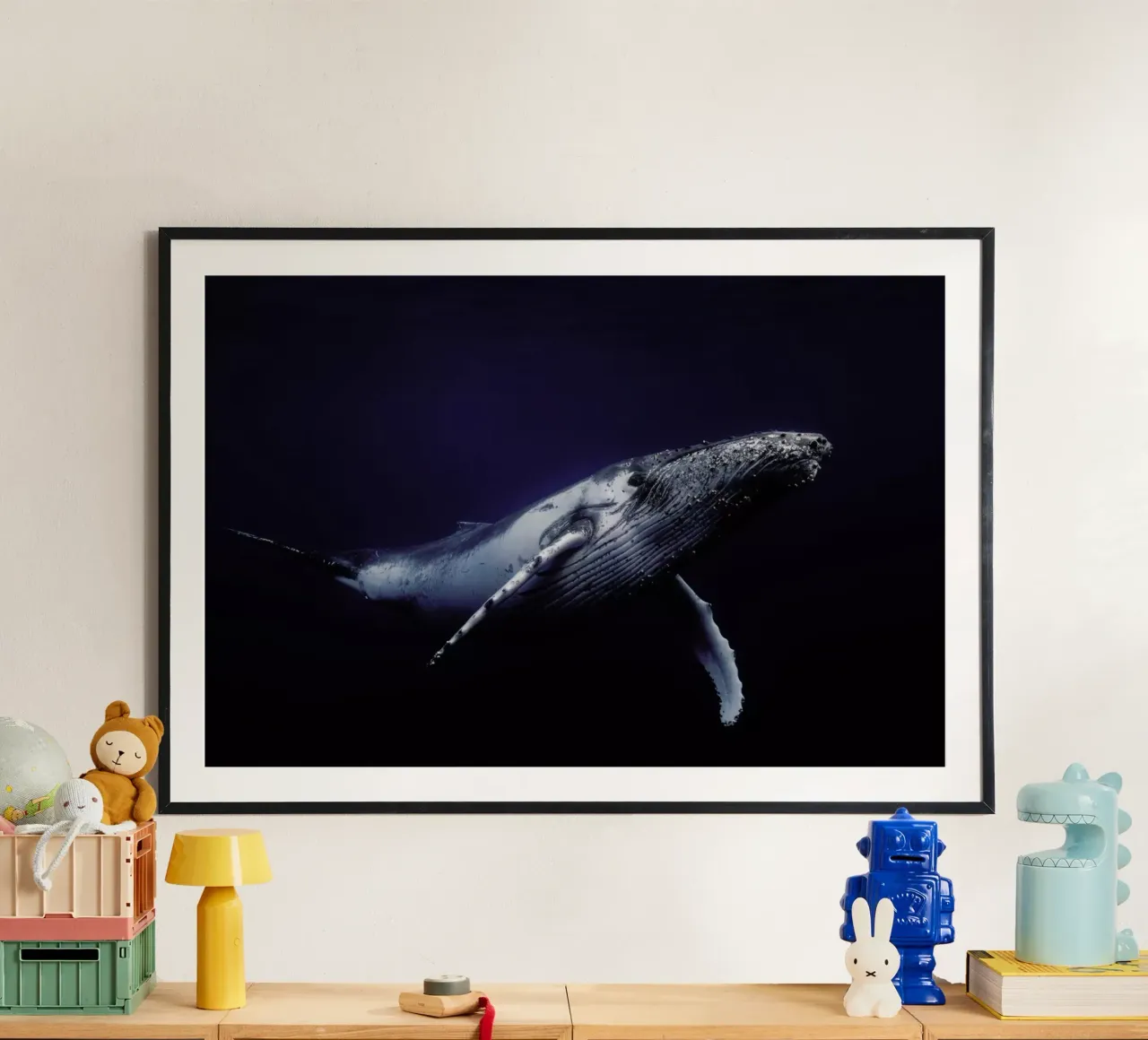 Humpback Whale in Blue - Barathieu Gabriel poster da Pictufy