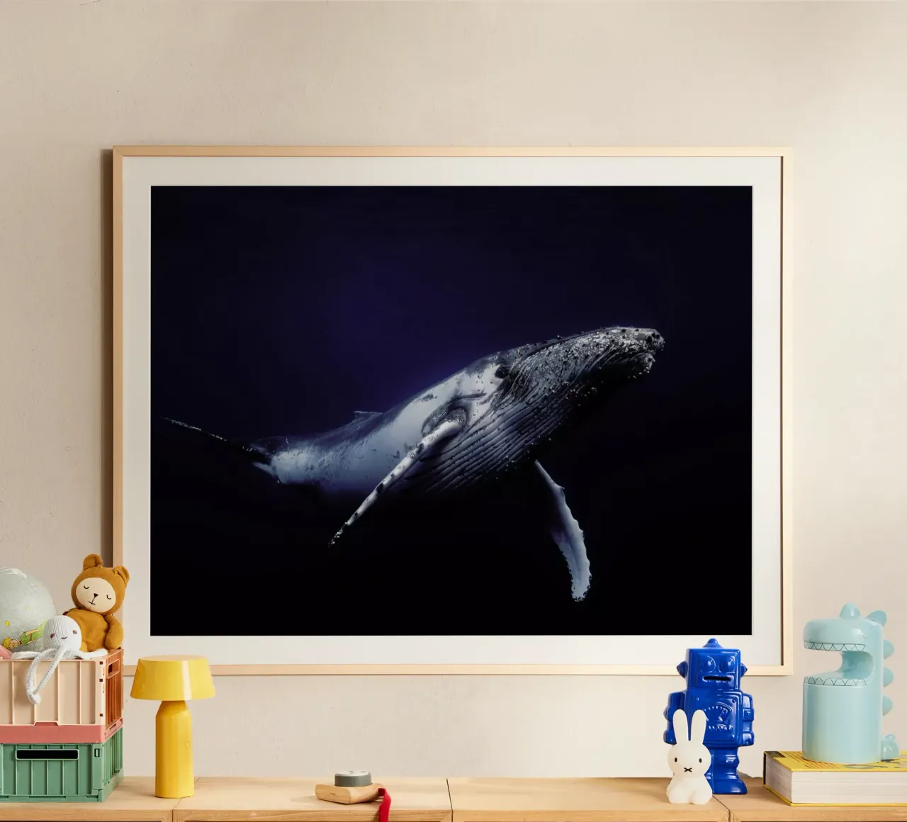 Humpback Whale in Blue - Barathieu Gabriel poster da Pictufy