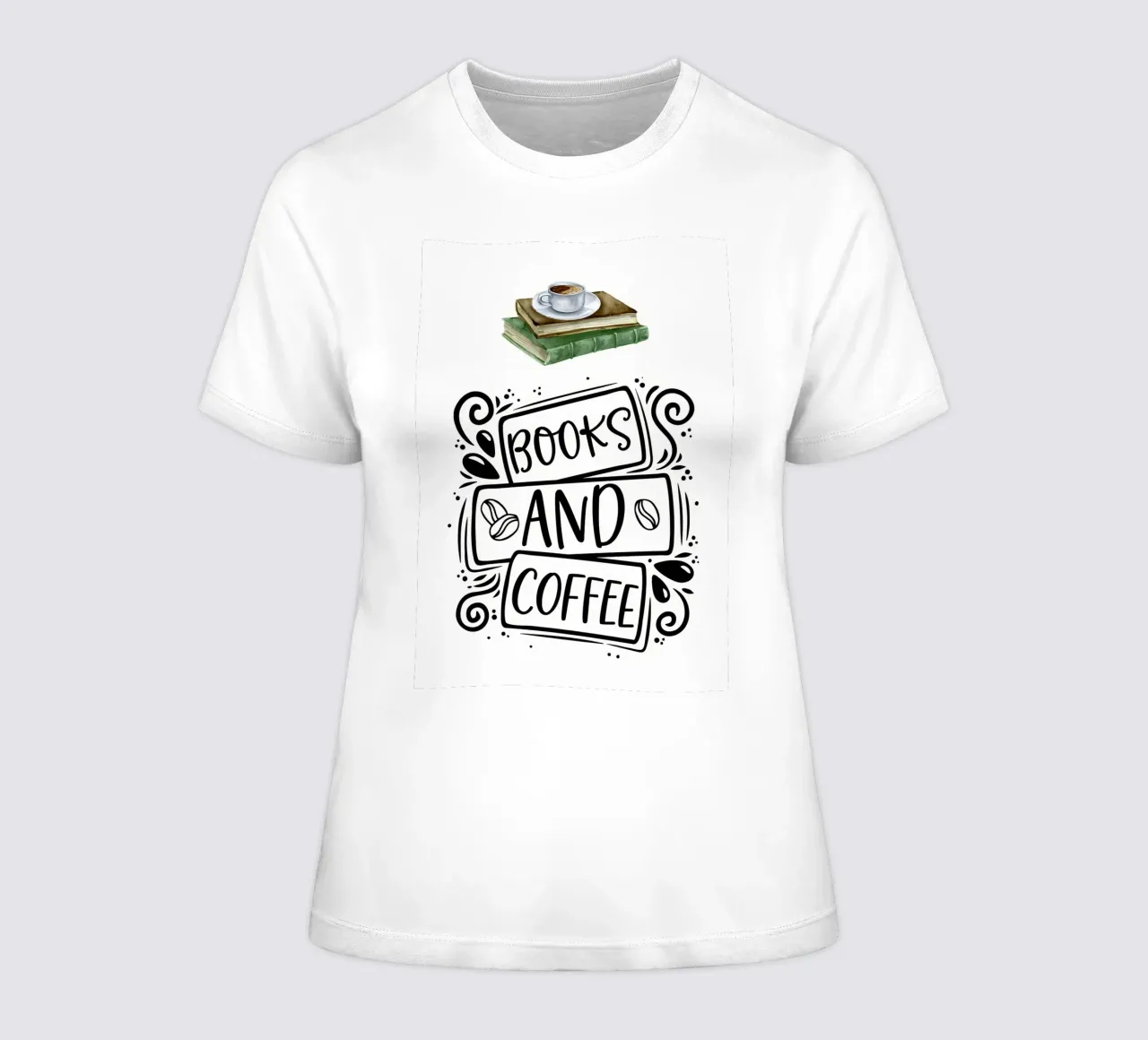 Books and Coffee women's fitted t-shirt by Aiden Garcia