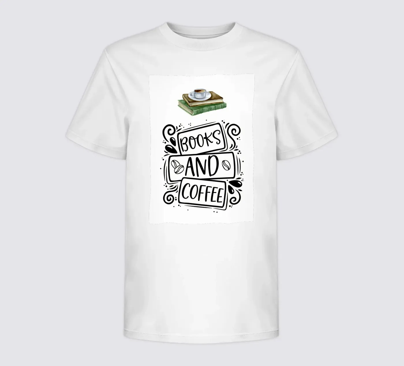 Books and Coffee kids t-shirt by Aiden Garcia