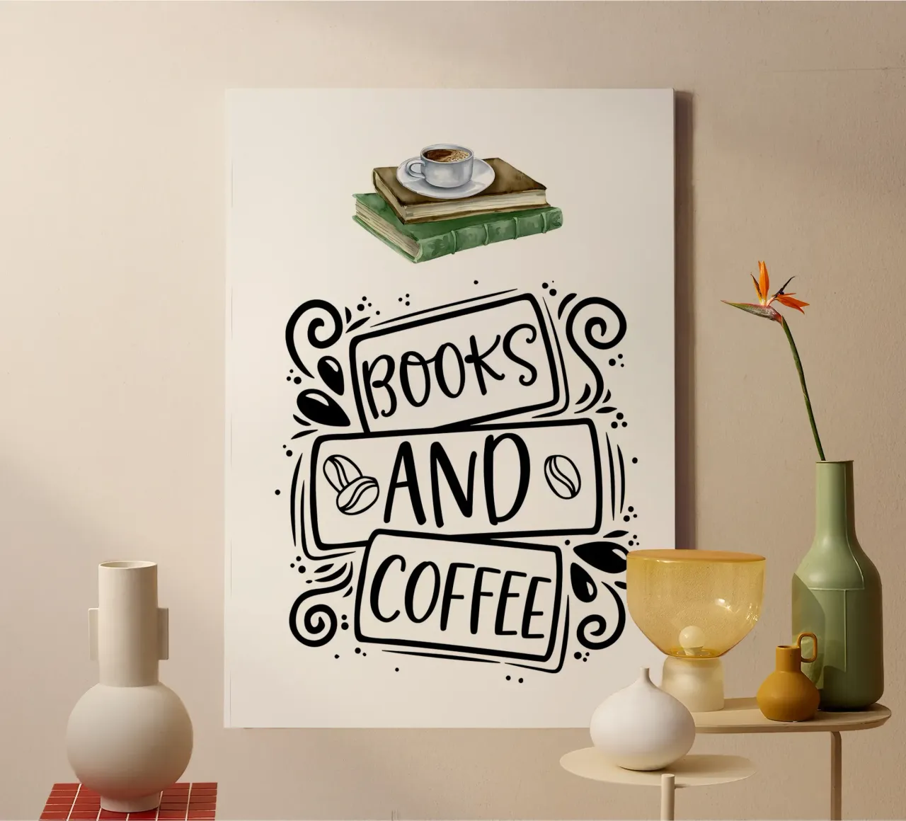 Libri e caffè tela da Aiden Garcia