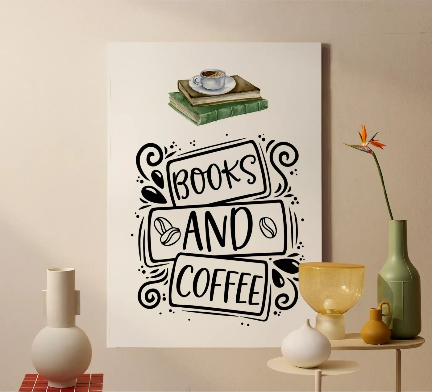 Libri e caffè tela da Aiden Garcia