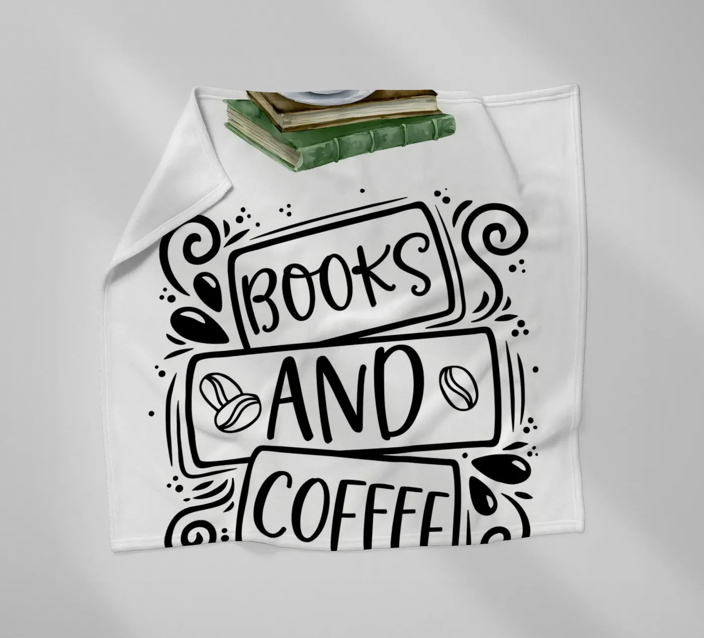 Books and Coffee fleece blanket by Aiden Garcia