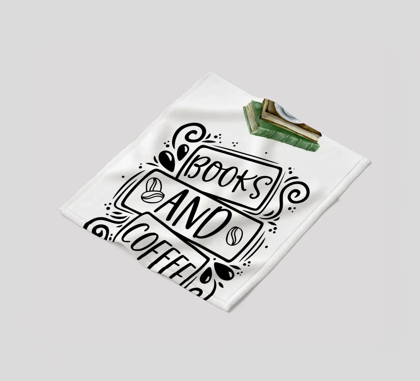 Books and Coffee fleece blanket by Aiden Garcia