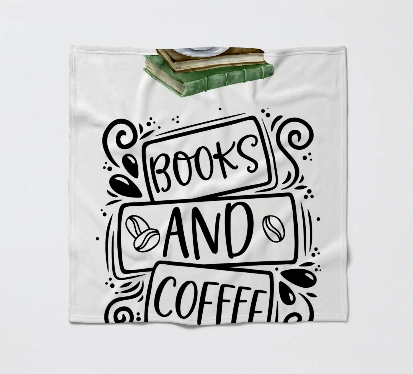 Books and Coffee fleece blanket by Aiden Garcia