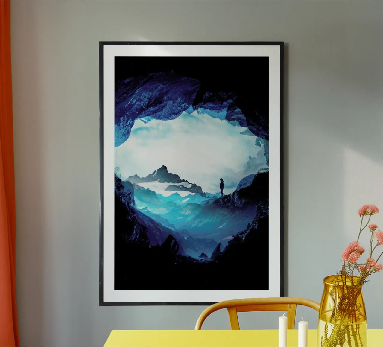 Blue Misty Mountains poster con telaio in alluminio da Stoian Hitrov