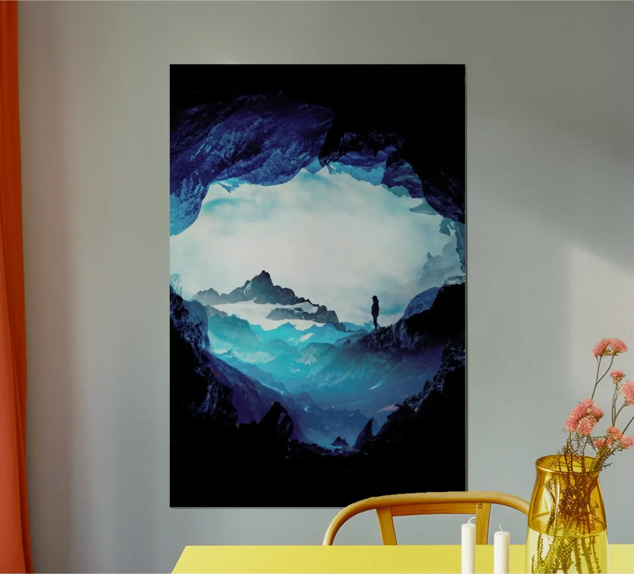 Blue Misty Mountains poster con telaio in alluminio da Stoian Hitrov