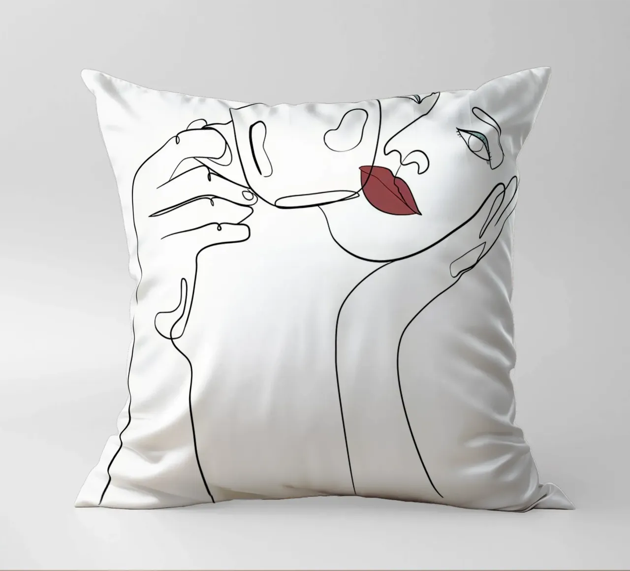 Donna con tazza di caffè in mano cuscino da Aiden Garcia