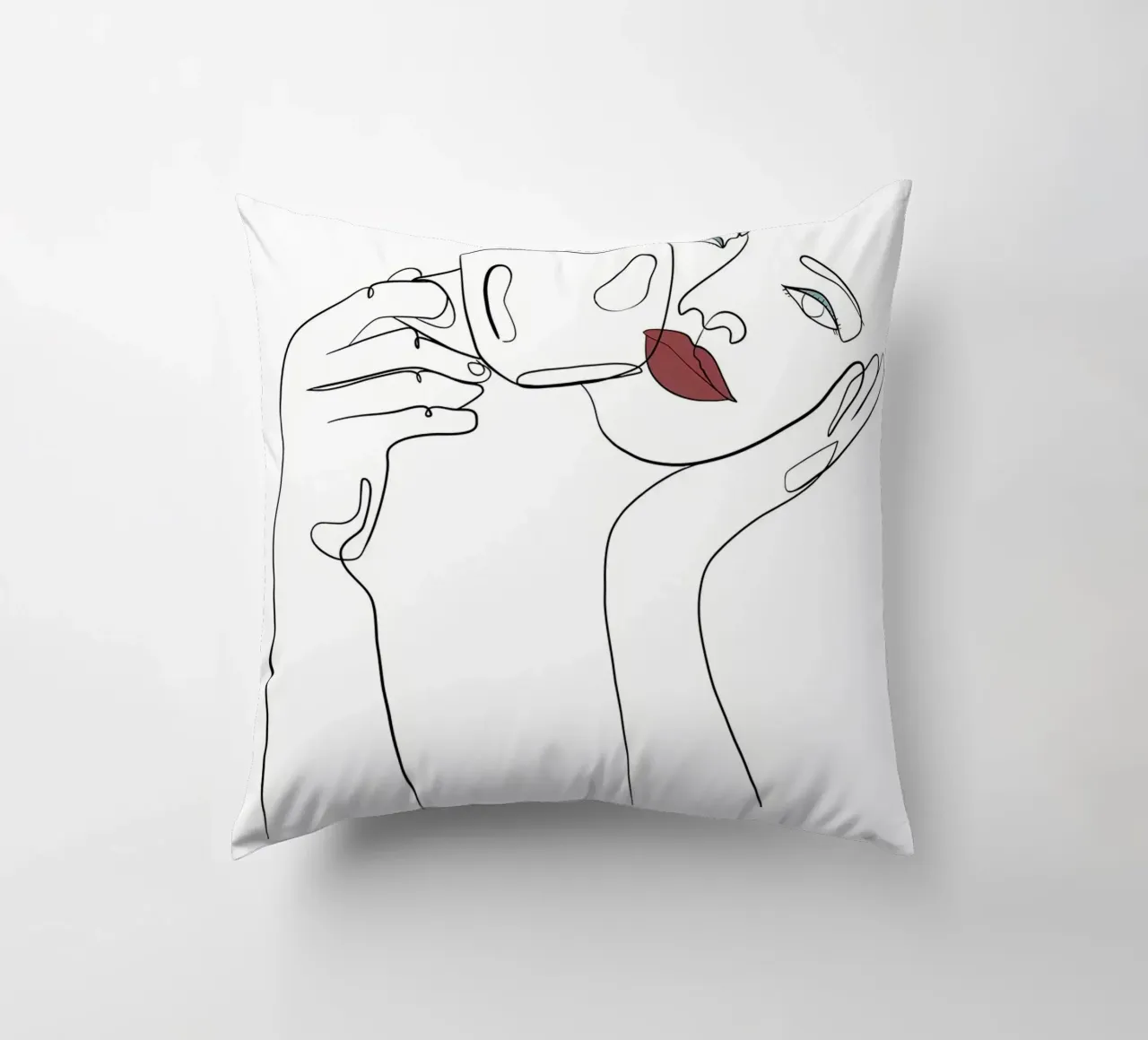 Donna con tazza di caffè in mano cuscino da Aiden Garcia