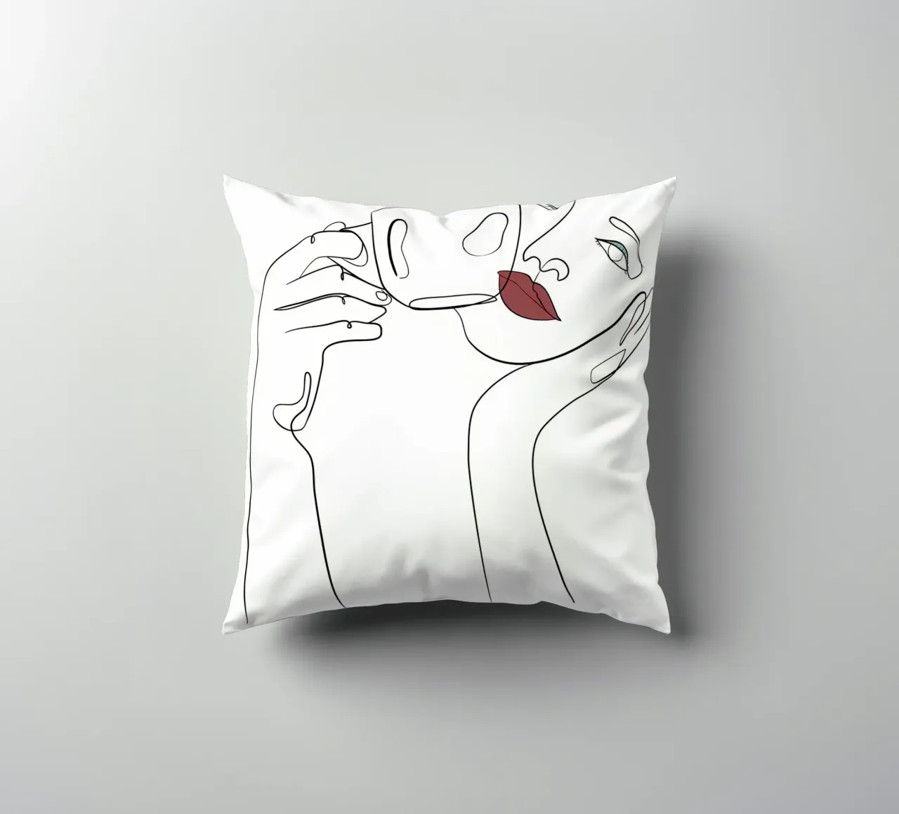 Donna con tazza di caffè in mano cuscino da Aiden Garcia