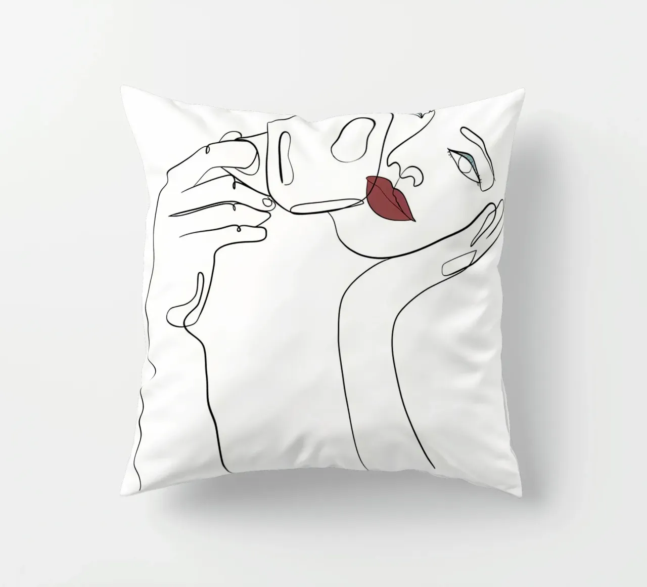 Donna con tazza di caffè in mano cuscino da Aiden Garcia