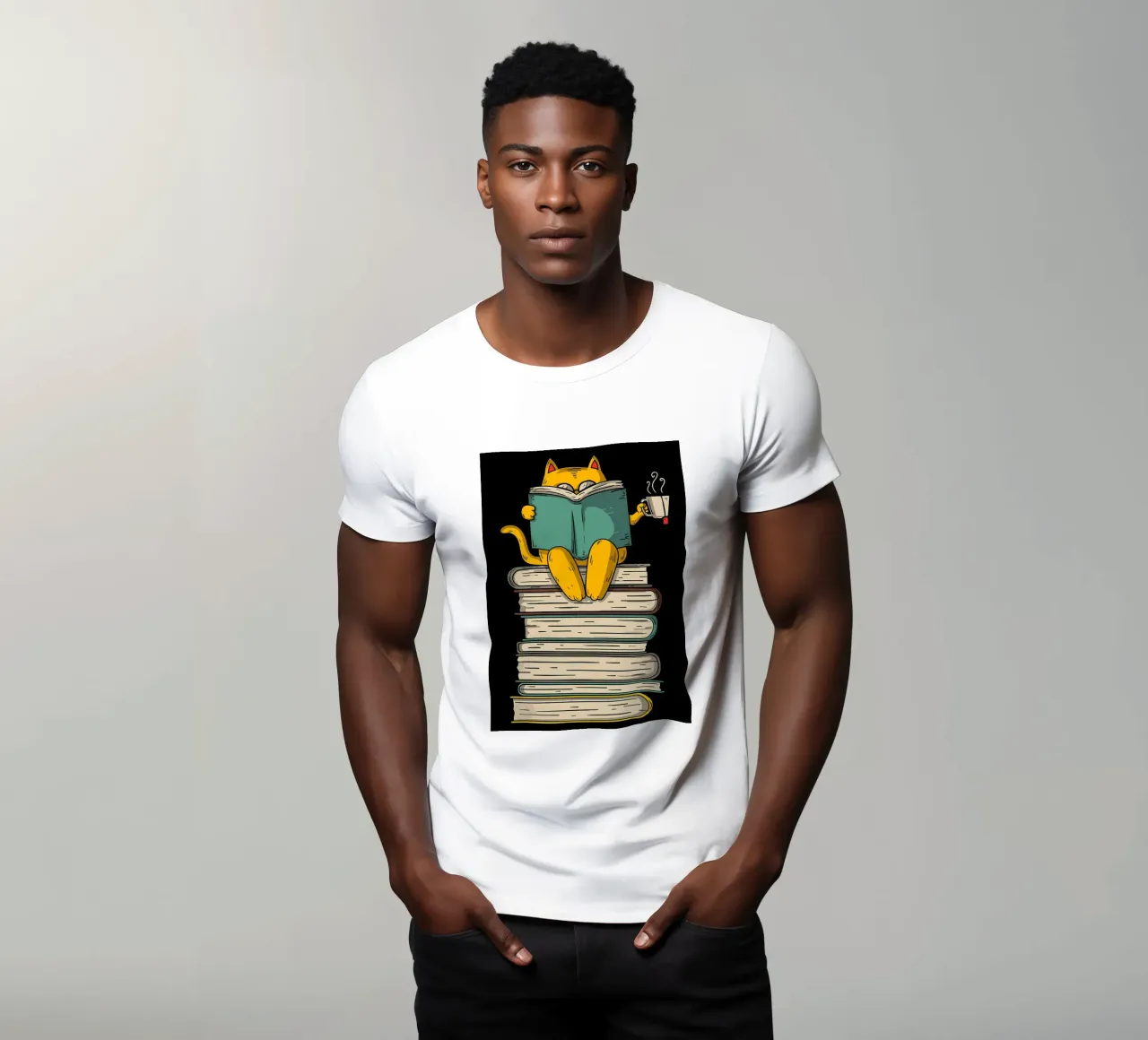 Gatto divertente che legge il libro t-shirt da Aiden Garcia
