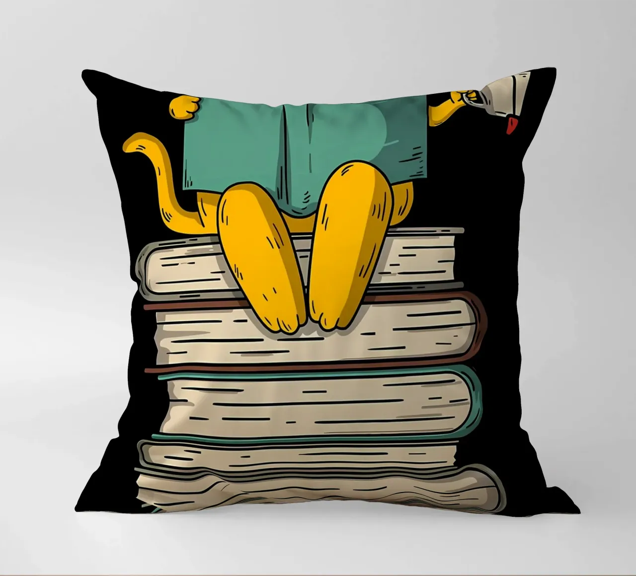 Funny Cat Reading Book Art decorative cushion by Aiden Garcia