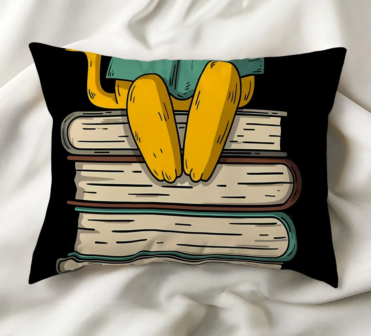 Funny Cat Reading Book Art decorative cushion by Aiden Garcia