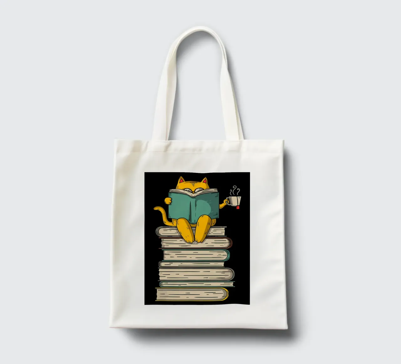 Lustige Katze liest Buchkunst Jutebeutel von Aiden Garcia