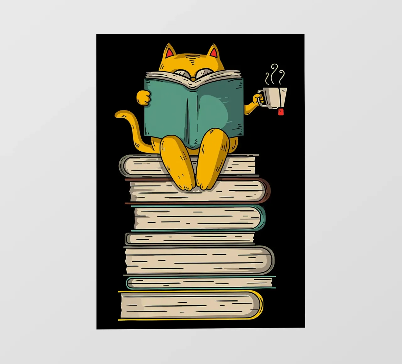 Grappige Kat Leest Boek Kunst pvc-zeil van Aiden Garcia