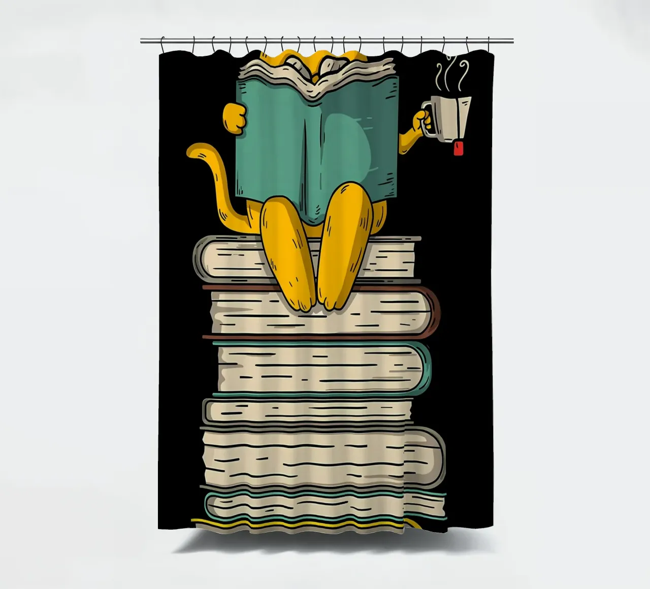 Funny Cat Reading Book Art shower curtain by Aiden Garcia
