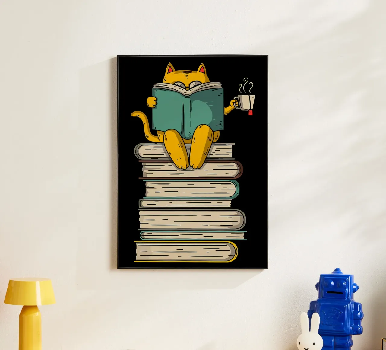Funny Cat Reading Book Art alu-dibond by Aiden Garcia