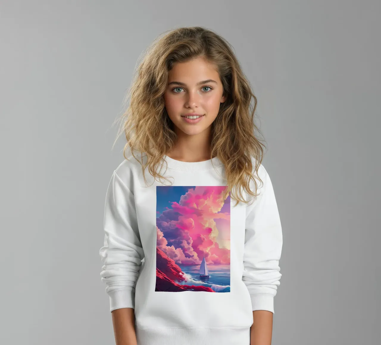 Tramonto a vela Nuvole rosa felpa bambino da Bartosz Powalka