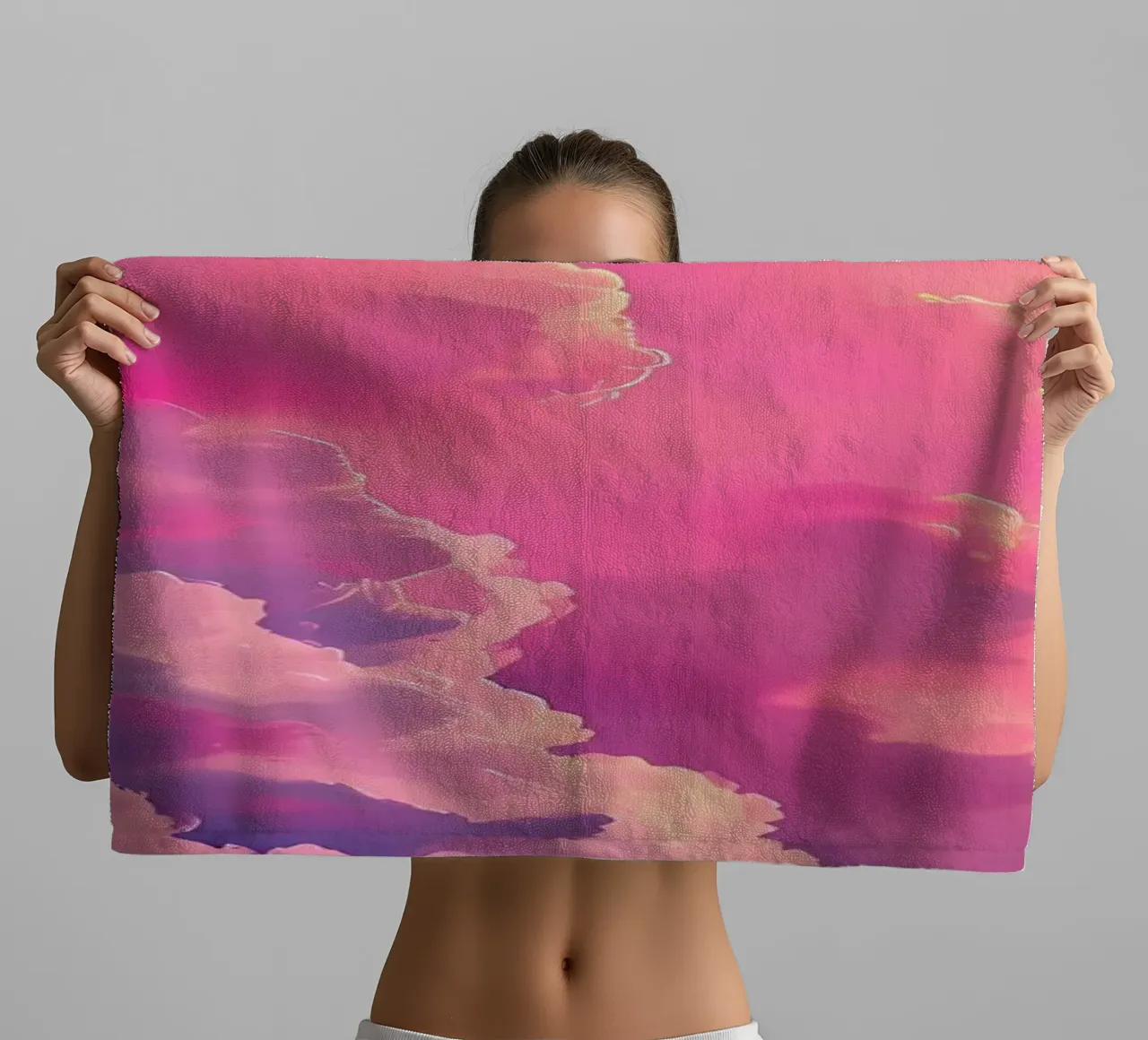 Sunset Sailing Pink Clouds towel by Bartosz Powalka