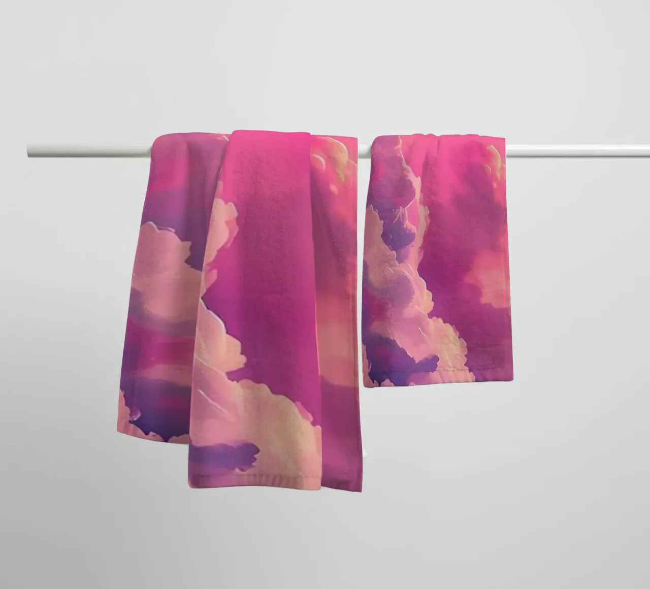 Sunset Sailing Pink Clouds towel by Bartosz Powalka