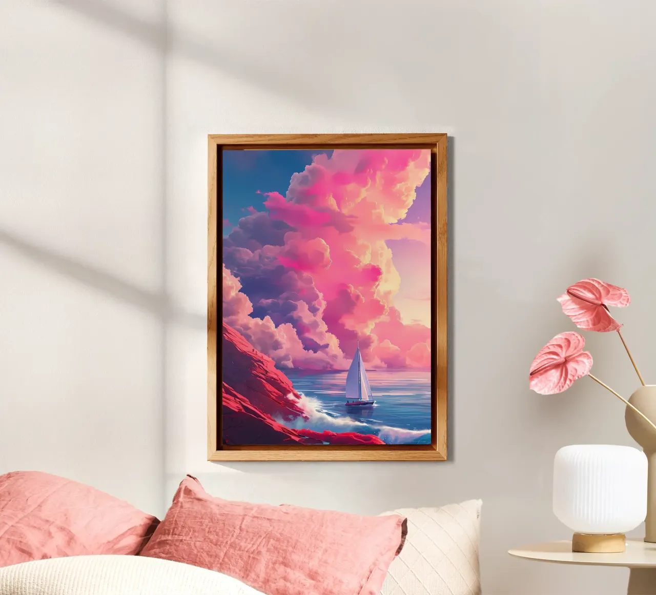 Sunset Sailing Pink Clouds alu-dibond by Bartosz Powalka